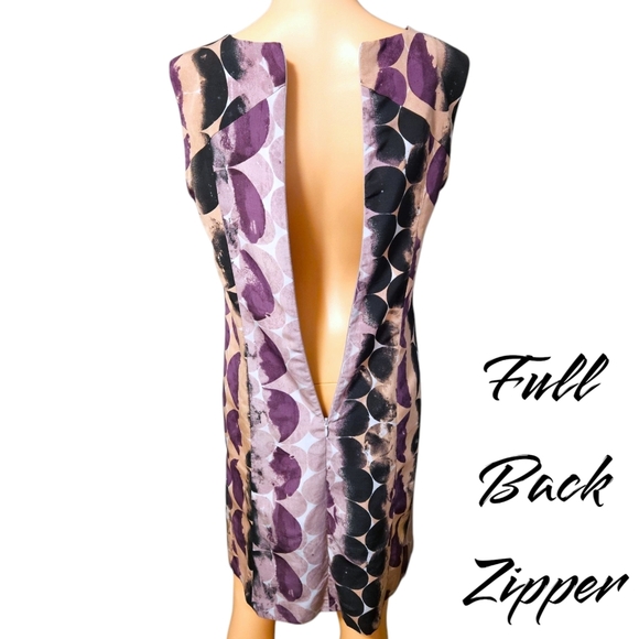 Simply Vera Vera Wang Sz 4 Abstract Print Sleeveless Dress Full Zip Back Office - Picture 5 of 16